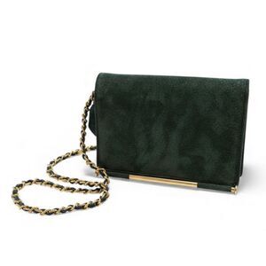 Vtg Claude Van Pelle Green Suede Leather Shoulder Crossbody Purse